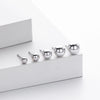 Wholesale Women's S925 Sterling Silver Simple Geometric Bean Round Bead Ear Sticks Piercing Jewelry Electroplated