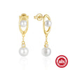 Wholesale Women's S925 Sterling Silver Simple Geometric Pearl Pendant Earrings With Advanced Design