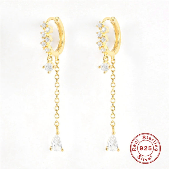 Wholesale Women's S925 Sterling Silver Simple Geometric Tassel Earrings