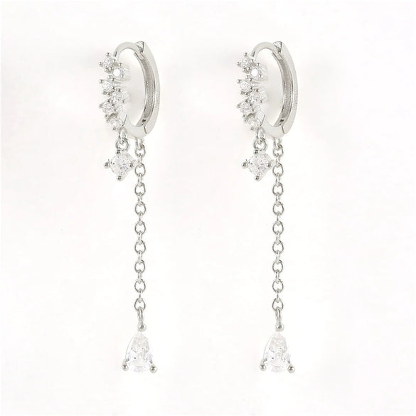 Wholesale Women's S925 Sterling Silver Simple Geometric Tassel Earrings