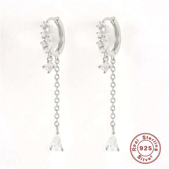 Wholesale Women's S925 Sterling Silver Simple Geometric Tassel Earrings