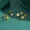 Wholesale Women's S925 Sterling Silver Simple Mini Earrings With Geometric Inlay And Seiko Treatment
