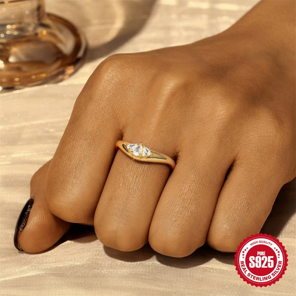 Wholesale Women's S925 Sterling Silver Simple Niche Design Geometric Line Diamond Wedding Engagement Ring