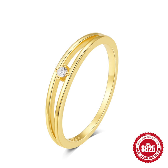 Wholesale Women's S925 Sterling Silver Simple Niche Design Geometric Line Diamond Wedding Engagement Ring