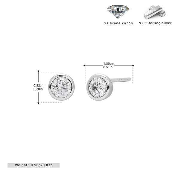 Wholesale Women's S925 Sterling Silver Simple Round Zircon Earrings With Geometric And Cartoon Style And Electroplating Process