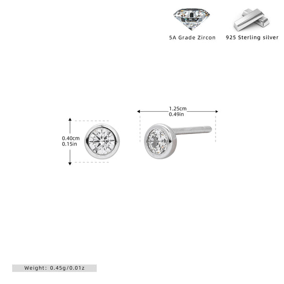 Wholesale Women's S925 Sterling Silver Simple Round Zircon Earrings With Geometric And Cartoon Style And Electroplating Process
