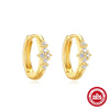 Wholesale Women's S925 Sterling Silver Simple Single Diamond Four Square Earring With Flower Pattern