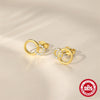 Wholesale Women's S925 Sterling Silver Simple Single Diamond Four Square Earring With Flower Pattern