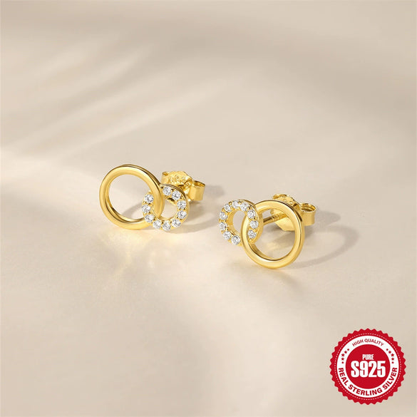 Wholesale Women's S925 Sterling Silver Simple Single Diamond Four Square Earring With Flower Pattern