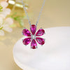 Wholesale Women's S925 Sterling Silver Sixpetal Flower Pendant Necklace With Electroplating And Cross Chain