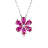 Wholesale Women's S925 Sterling Silver Sixpetal Flower Pendant Necklace With Electroplating And Cross Chain