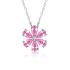 Wholesale Women's S925 Sterling Silver Sixpetal Flower Pendant Necklace With Electroplating And Cross Chain