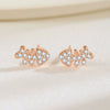 Wholesale Women's S925 Sterling Silver Small Fish Bone Earrings With Electroplating Design