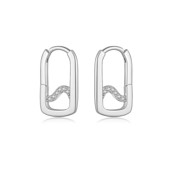 Wholesale Women's S925 Sterling Silver Square Electroplated Platinum And 18K Gold Zircon Earrings Light Luxury Elegant Style