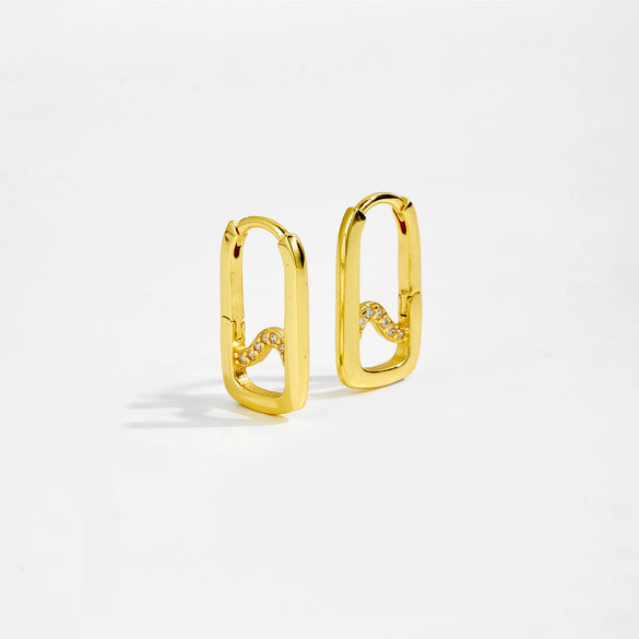 Wholesale Women's S925 Sterling Silver Square Electroplated Platinum And 18K Gold Zircon Earrings Light Luxury Elegant Style