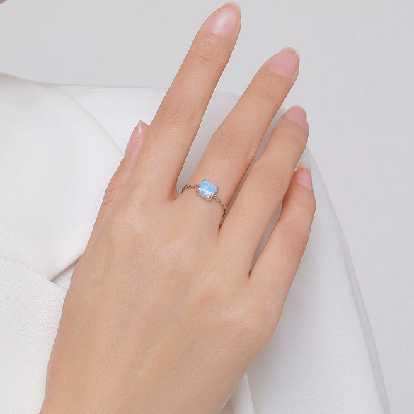 Wholesale Women's S925 Sterling Silver Square Geometric Light Luxury Ring With Electroplating