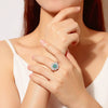Wholesale Women's S925 Sterling Silver Square Geometric Ring With High Carbon Diamond Ice Flower Cut