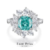 Wholesale Women's S925 Sterling Silver Square Geometric Ring With High Carbon Diamond Ice Flower Cut