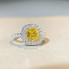 Wholesale Women's S925 Sterling Silver Square Geometric Ring With Yellow Diamond And Zircon Electroplated
