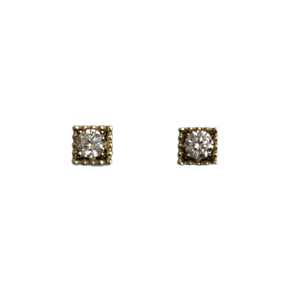 Wholesale Women's S925 Sterling Silver Square Retro Goldplated Geometric Earrings With Zirconia
