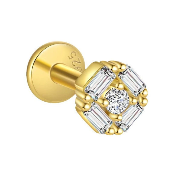 Wholesale Women's S925 Sterling Silver Square Zircon Geometric Earrings
