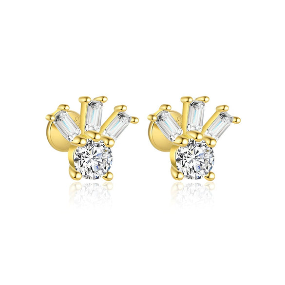 Wholesale Women's S925 Sterling Silver Square Zircon Geometric Earrings
