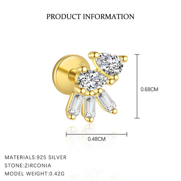 Wholesale Women's S925 Sterling Silver Square Zircon Geometric Earrings