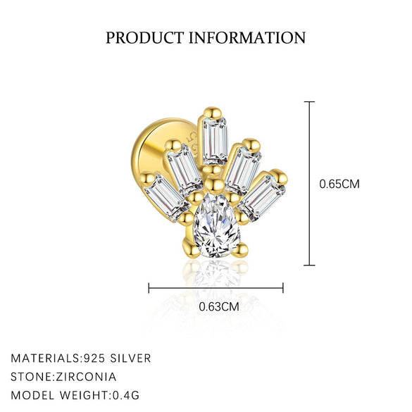 Wholesale Women's S925 Sterling Silver Square Zircon Geometric Earrings