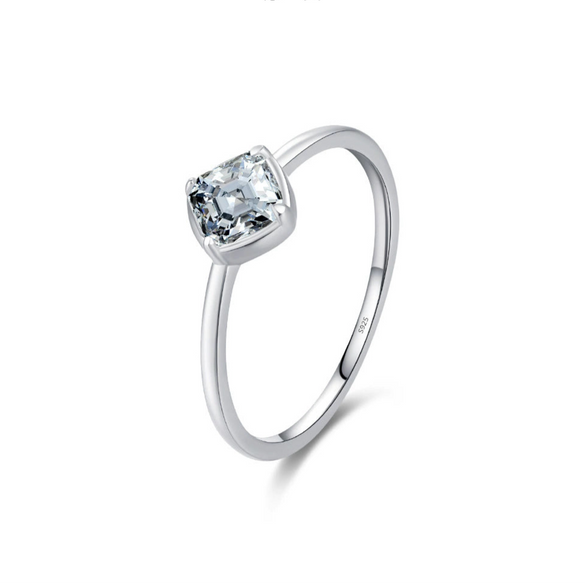 Wholesale Women's S925 Sterling Silver Square Zircon Inlaid Ring With Geometric Style And Highend Sense