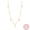Wholesale Women's S925 Sterling Silver Stacked Star Gold Ball Hanging Pendant Clavicle Necklace With O Chain And Electroplating Design