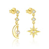 Wholesale Women's S925 Sterling Silver Star Moon Tassel Earrings With Zirconia Design