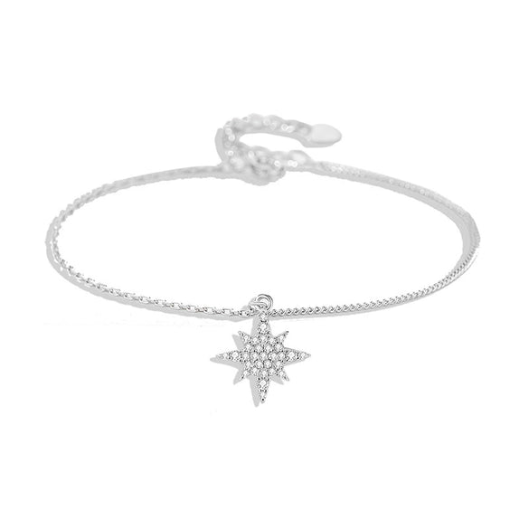 Wholesale Women's S925 Sterling Silver Star Patterned Electroplated Bracelet