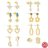 Wholesale Women's S925 Sterling Silver Star Shape Blue Zircon Love Earrings With Electroplating Geometric Style Simple And Minimalist Design