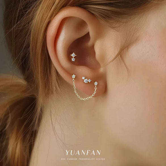 Wholesale Women's S925 Sterling Silver Star Shape Earrings With Zirconia