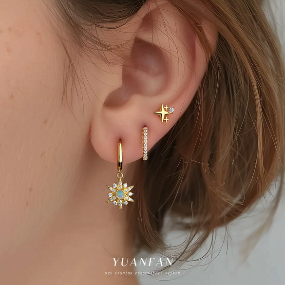 Wholesale Women's S925 Sterling Silver Star Shape Light Luxury Earrings With Zirconia Design
