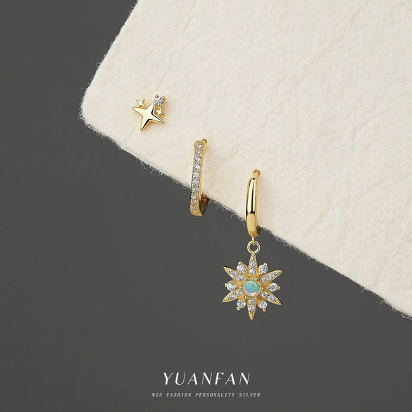 Wholesale Women's S925 Sterling Silver Star Shape Light Luxury Earrings With Zirconia Design