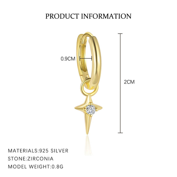 Wholesale Women's S925 Sterling Silver Star Shape Zircon Ear Studs With Distinctive Retro Design