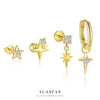 Wholesale Women's S925 Sterling Silver Star Shape Zircon Ear Studs With Distinctive Retro Design