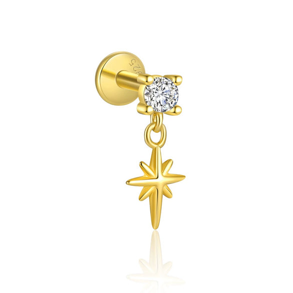Wholesale Women's S925 Sterling Silver Star Shape Zircon Ear Studs With Distinctive Retro Design
