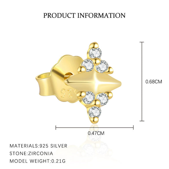 Wholesale Women's S925 Sterling Silver Star Shape Zircon Earrings