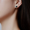 Wholesale Women's S925 Sterling Silver Stud Earrings With Emerald Zircon Inlaid Geometric Design And Electroplating Treatment