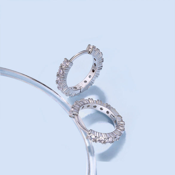 Wholesale Women's S925 Sterling Silver Stud Earrings With Geometric And U Shape Pattern And Diamond Color Zircon Inlaid And Electroplating Design