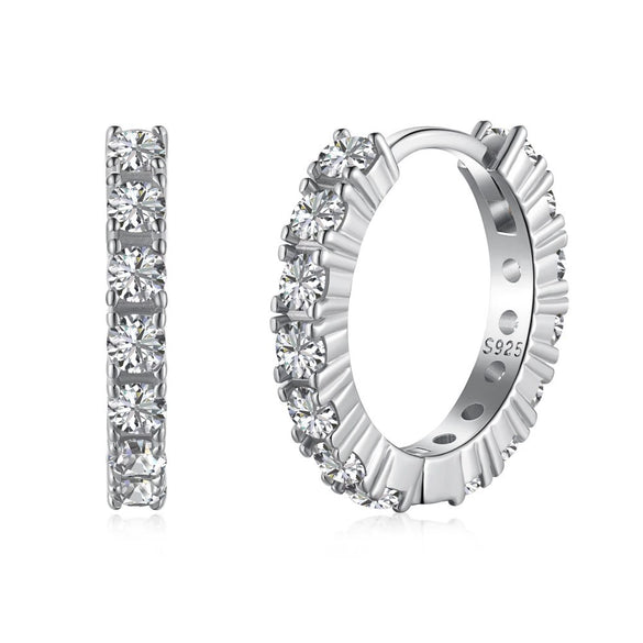 Wholesale Women's S925 Sterling Silver Stud Earrings With Geometric And U Shape Pattern And Diamond Color Zircon Inlaid And Electroplating Design