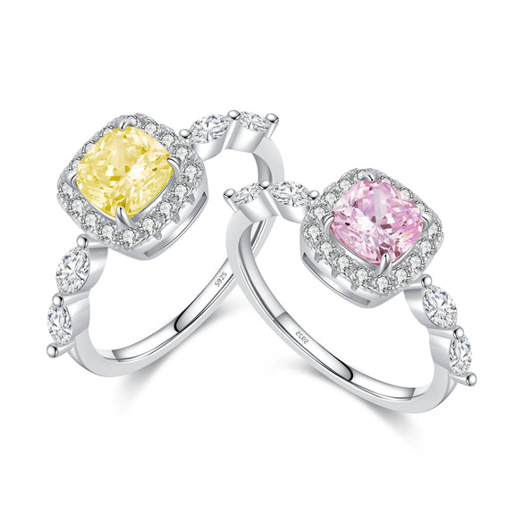 Wholesale Women's S925 Sterling Silver Sugar Cube Shaped Ring With Inlaid Zircon