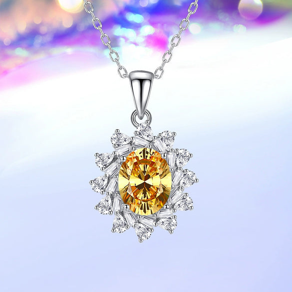 Wholesale Women's S925 Sterling Silver Sunflower Necklace With High Carbon Diamond And Cross Chain Simple Geometric Design