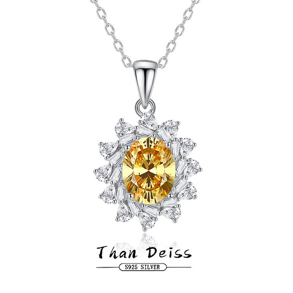 Wholesale Women's S925 Sterling Silver Sunflower Necklace With High Carbon Diamond And Cross Chain Simple Geometric Design