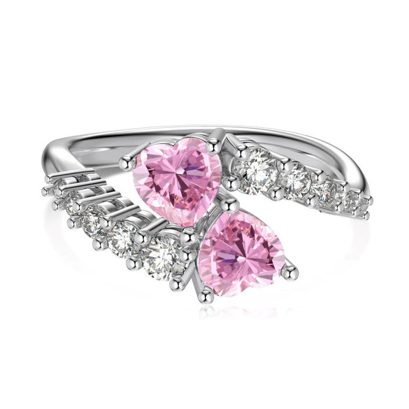 Wholesale Women's S925 Sterling Silver Sweet Love Ring With Heart Shape Butterfly And Four Leaf Clover Design Electroplated