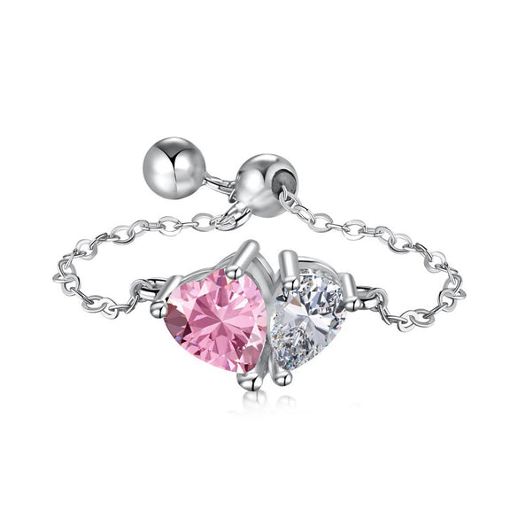 Wholesale Women's S925 Sterling Silver Sweet Love Ring With Heart Shape Butterfly And Four Leaf Clover Design Electroplated