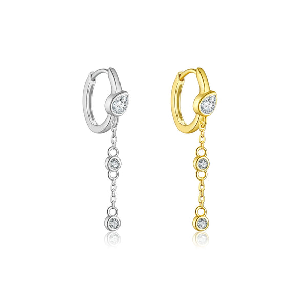 Wholesale Women's S925 Sterling Silver Tassel Pendant Earrings Geometric Style Electroplated