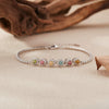 Wholesale Women's S925 Sterling Silver Tourmaline Geometric Sweet Style Colored Gemstone Bracelet Set With Gemstones